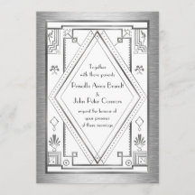 Carte Faire-part de mariage,Grand Gatsby,argent,bl