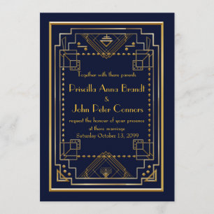 carte faire-part de mariage, Grand Gatsby, marine,