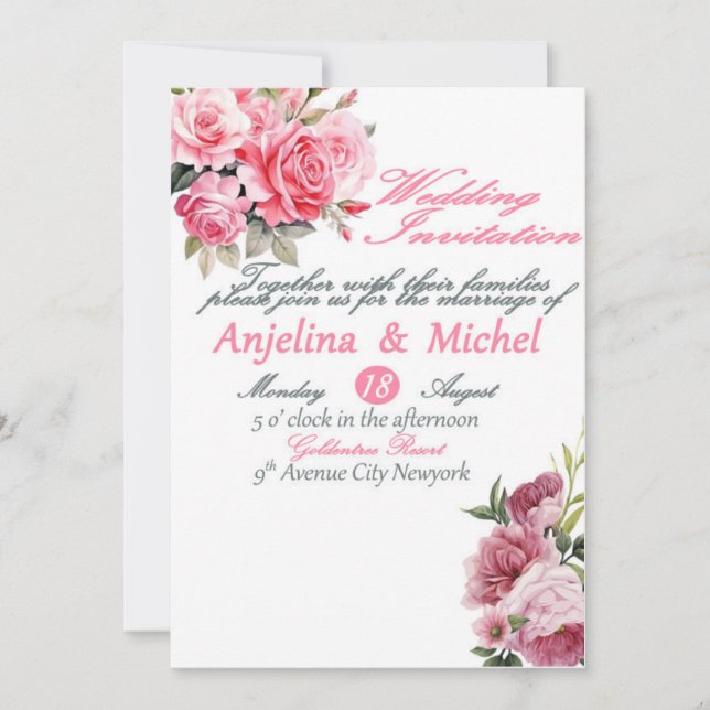 Carte faire-part de mariage, Mariage Jour Invitati (Devant)