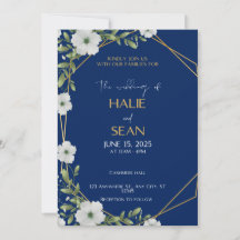 Carte Faire-part de mariage marine et or