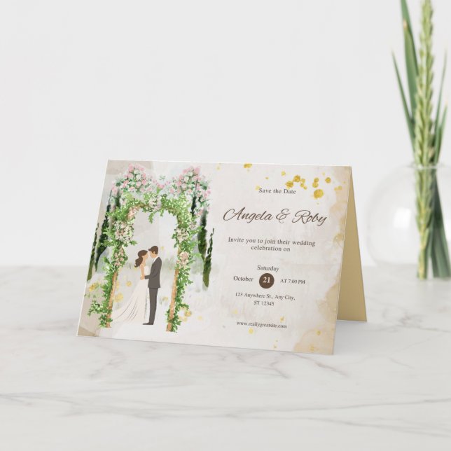 Carte Faire-part de mariage moderne minimaliste (Devant)