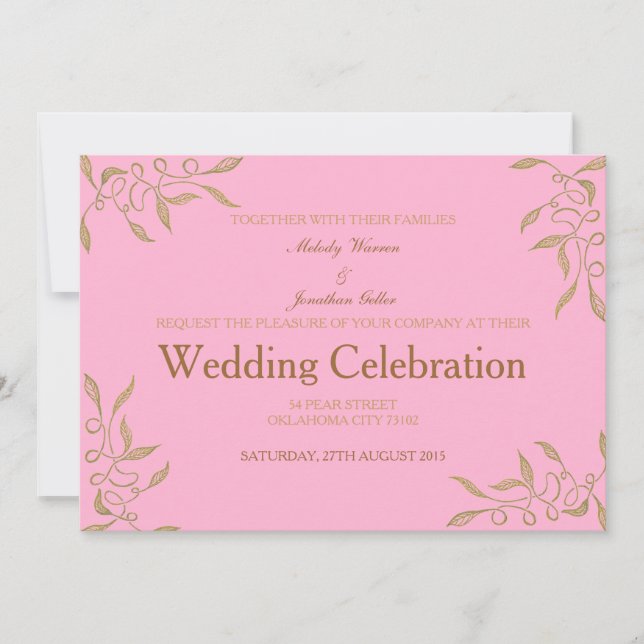 Carte Faire-part de mariage Ornement d'or (Devant)