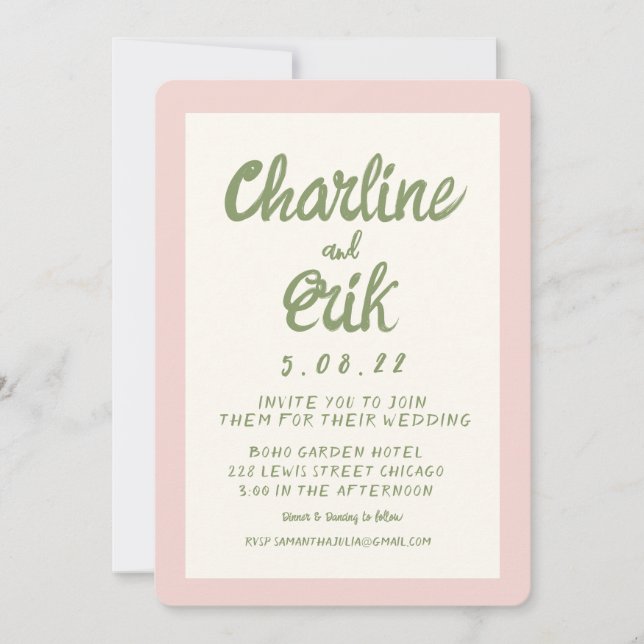 Carte Faire-part de mariage Pastel Retro (Devant)