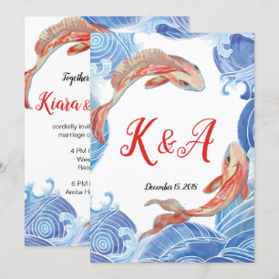 CARTE FAIRE-PART DE MARIAGE POISSON KOI