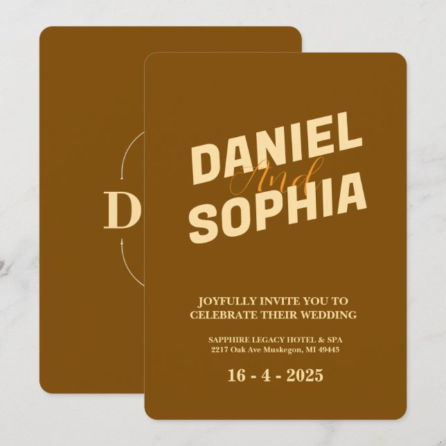 Carte faire-part de mariage rétro (Devant / Derrière)