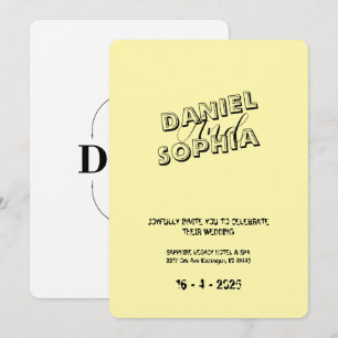 Carte faire-part de mariage rétro jaune