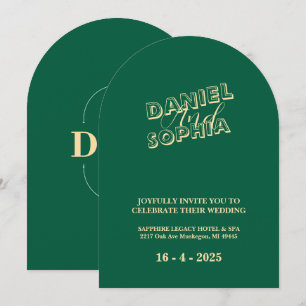 Carte faire-part de mariage rétroactive verte