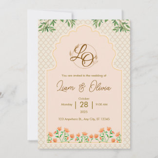 Carte faire-part de mariage royale aquarelle