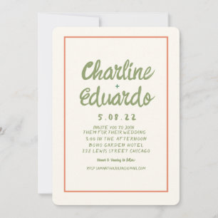Carte Faire-part de mariage simple rétro