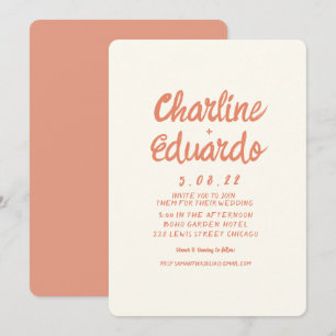 Carte Faire-part de mariage simple rétro