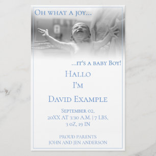 Carte faire-part de naissance avec bébé