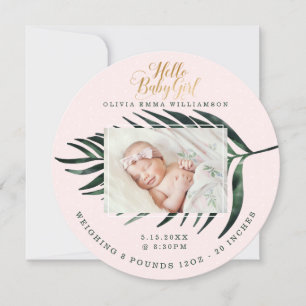 Carte Faire-part de naissance bébé Feuille de pa