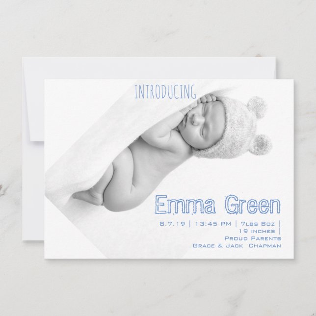 Carte Faire-part de naissance bébé photo nouveau-n (Devant)