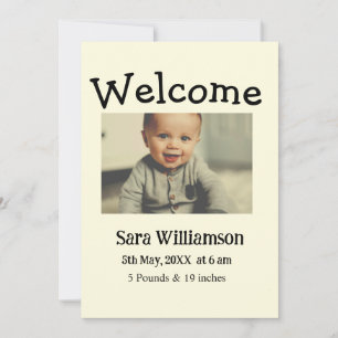 Carte faire-part de naissance de montage minimale