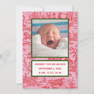 Carte Faire-part de naissance de Toile Rouge