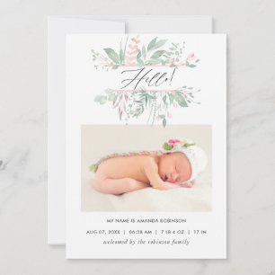 Carte Faire-part de naissance Pastel Blush Greener