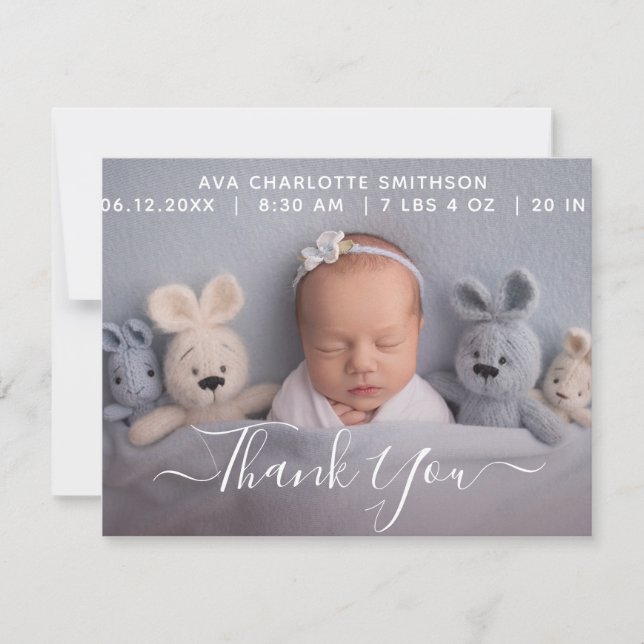 Carte Faire-part de naissance personnalisée Merci (Devant)