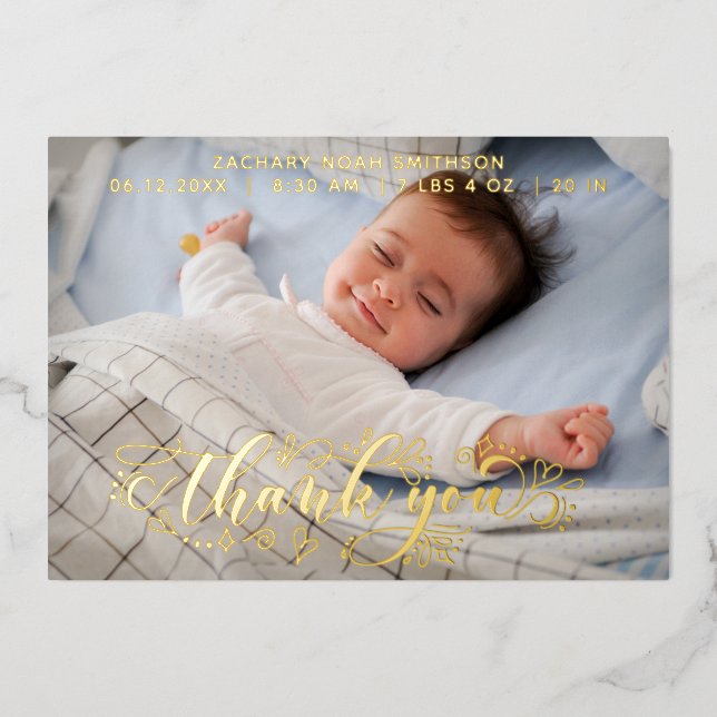 Carte Faire-part de naissance personnalisée Merci (Recto)