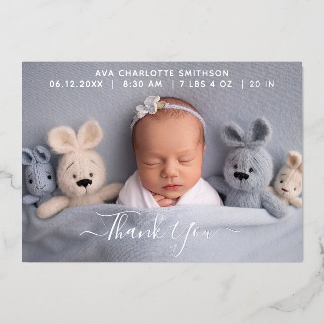 Carte Faire-part de naissance personnalisée Merci (Recto)