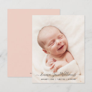 Carte Faire-part de naissance photo Peachy Pink Ba