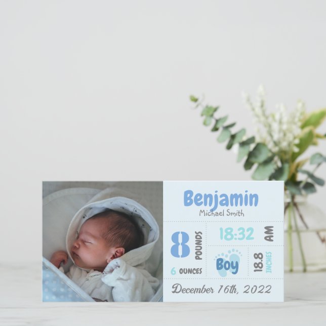Carte Faire-part de naissance photo personnalisée  (Debout devant)