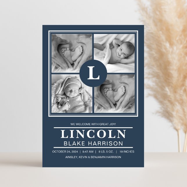 Carte Faire-part de naissance pour bébé Monogramme (Créateur téléchargé)