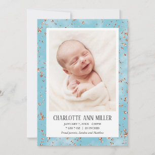 Carte Faire-part de naissance rose Gold Parties sc