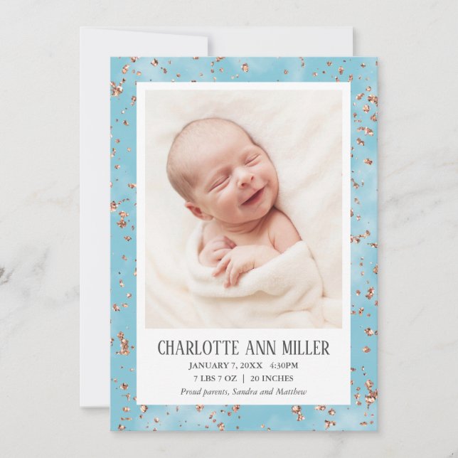 Carte Faire-part de naissance rose Gold Parties sc (Devant)
