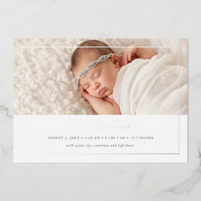 Carte Faire-part de naissance Shimmer 3 Photo Real (Recto)