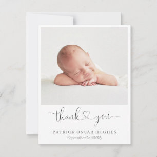 Carte faire-part de naissance simple, coeur merci