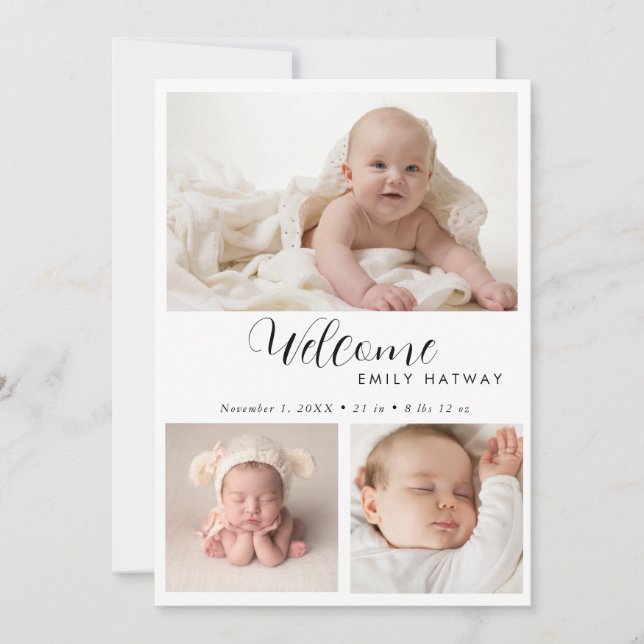 Carte faire-part de naissance | Welcome Baby Photo (Devant)