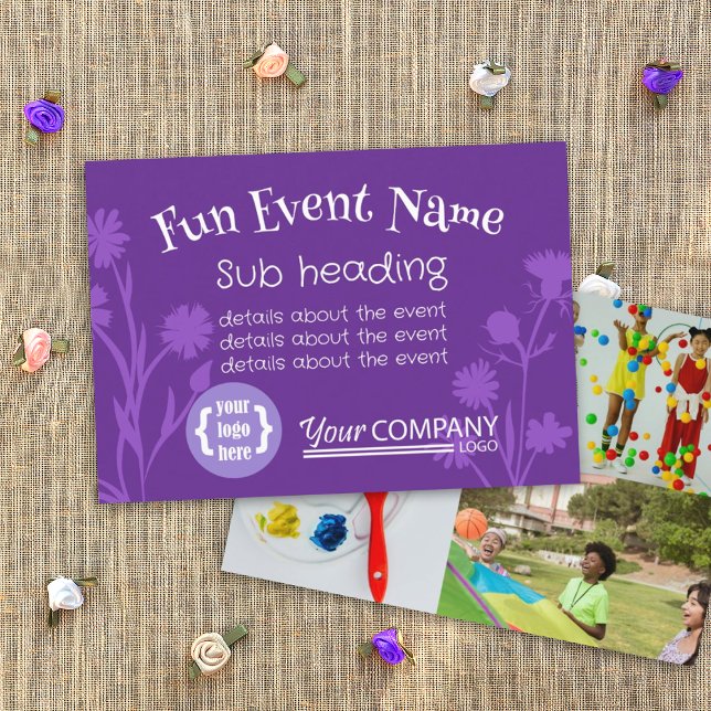 Carte Faire-part d'événement Purple, Wild Flowers (purple announcement flyer card, announce your event, purple cardstock, business logo, sports logo)