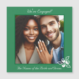 Carte Faire-part Fiançailles vert Rose