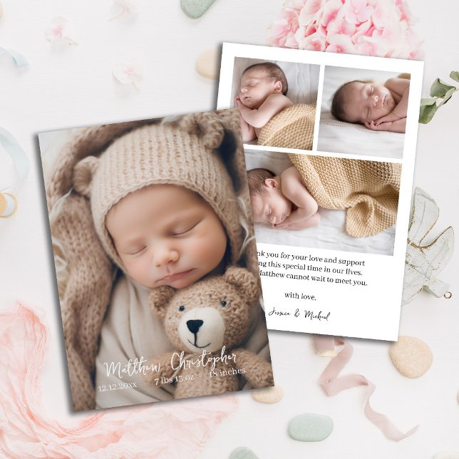 Carte Faire-part photo pour bébé Scrpty nouveau-né (Créateur téléchargé)
