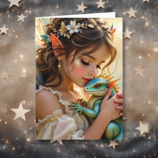 Carte Fairy and Dragon Mystical Girl's Birthday (Créateur téléchargé)