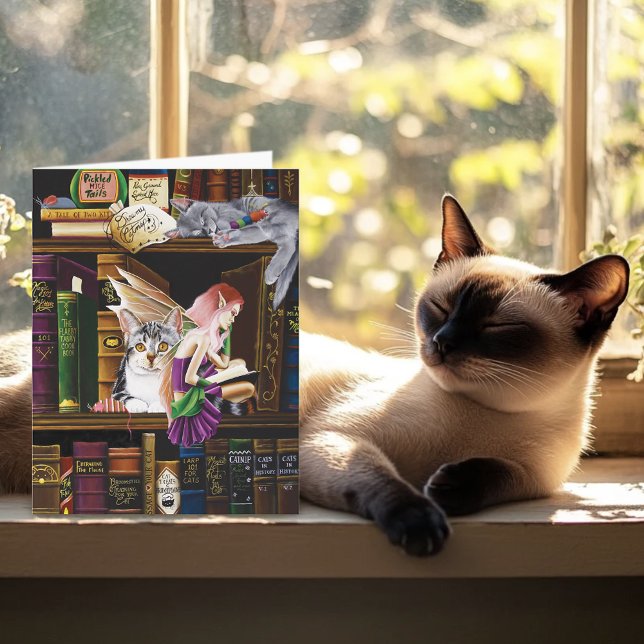 Carte Fairy Cats Livres Bibliothèque Imaginaire (Créateur téléchargé)