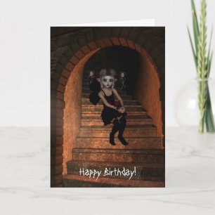 Carte Fairy Elf DarkWolf Raven The Stairs Joyeux Anniver