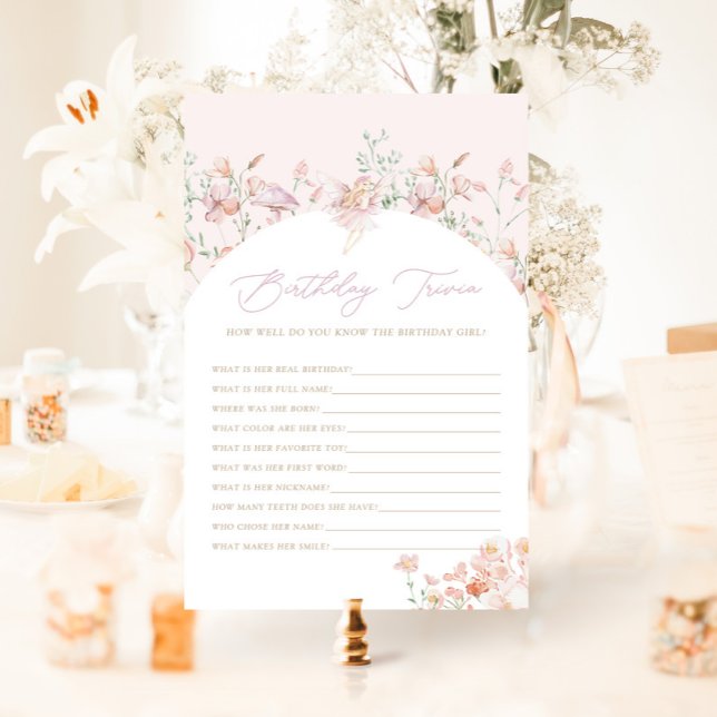 Carte Fairy Girls Pink Anniversaire Trivia Jeu (Créateur téléchargé)