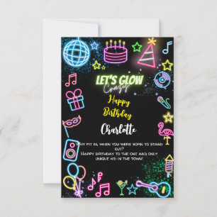 Carte Faisons un joyeux anniversaire de néon fou