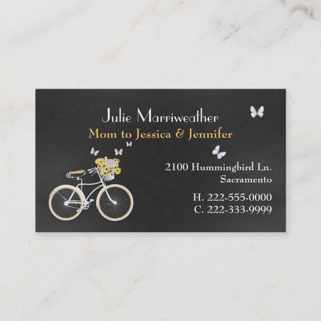 Carte faite sur commande de maman de bicyclette (Devant)
