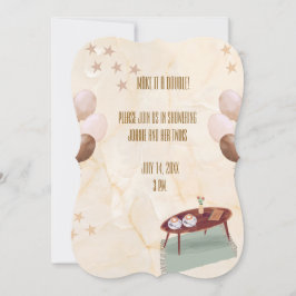 Carte Faites-en un Baby shower double jumeau Thème café