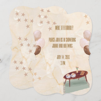 Carte Faites-en un Baby shower double jumeau Thème café