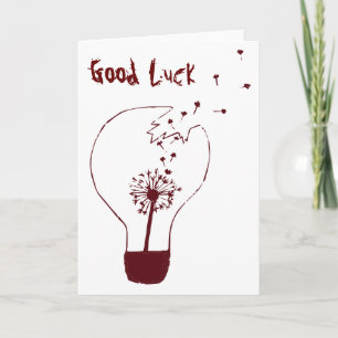 Carte Faites une Wish Good LuckCard. Pink Dandelion Abst