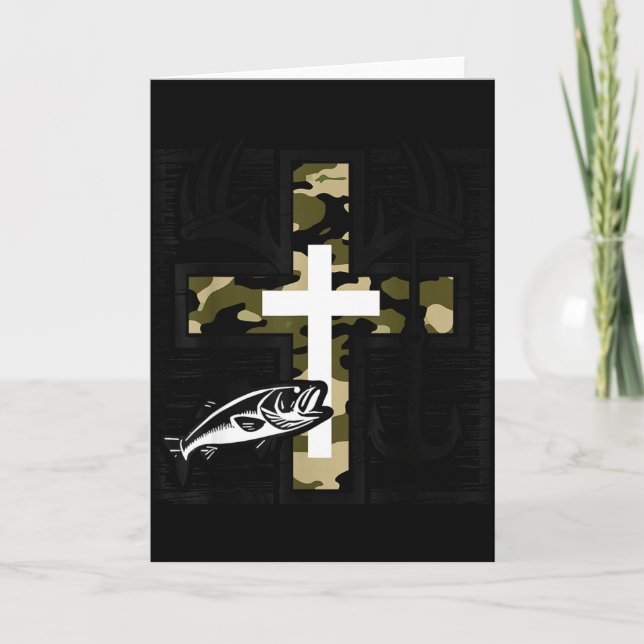 Carte Faith Fishing Hunting Camo Cross With Hook B Chris (Devant)