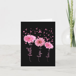 Carte Faith Hope Love Daisy Pink Ribbon Cancer du sein A