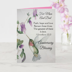 Carte Faith Hope Love Mom Dad Anniversary Blessing