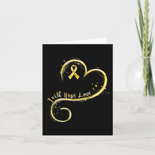 Carte Faith Hope Love Yellow Ribbon Cancer de l'enfance  (Devant)