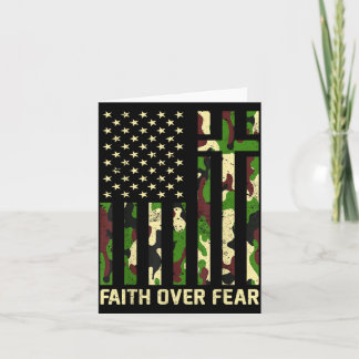Carte Faith Over Fear Christian Americn Flag Camouflage 