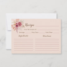 Fall In Love Elegant Boho Bridal Recipe Card