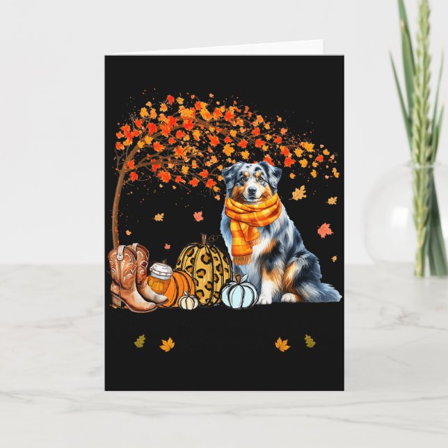 Carte Fall Maple Tree Print Dog Lover Happy Thanksgiving (Devant)